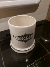 The 1869 Victorian Pottery Green And Cream Utensils Pot