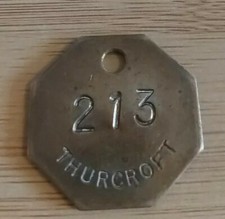 Thurcroft 213 PIT CHECK Tally  Token Brass Mining Memrobillia  