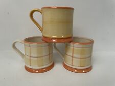 Laura Ashely Summer Garden Ceramic Mugs/Cups x 3 Hand Decorated Yellow/Orange