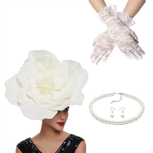 Large flower fascinators tea - large,