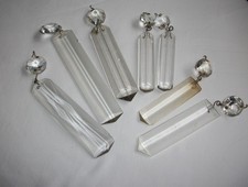 Seven Mixed Vintage Rectangular Glass Chandelier / Lustre Drops