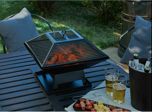 Square fire pit bbq grill - fire,