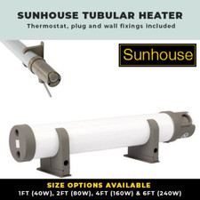 SUNHOUSE TUBULAR HEATERS LOW ENERGY ELECTRIC TUBE HEATER 1FT - 4FT W/ THERMOSTAT