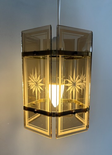 Vintage etched panel glass - etched,