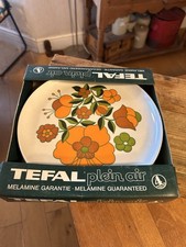 Vintage Set 4 Tefal Melamine - Colourful Large Plates - Flowers - Unused!