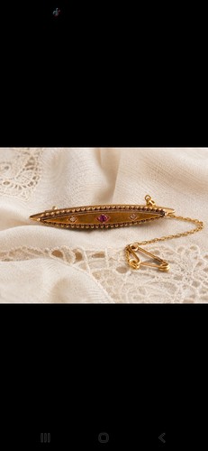 Victorian 9ct gold bar brooch - victorian,