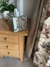 LAURA ASHLEY JOSETTE MIRRORED GLASS TISSUE HOLDER, RARE, Bevelled Glass, Etched 