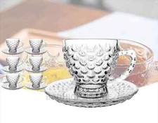 Clear Glass Cup Saucers Set
