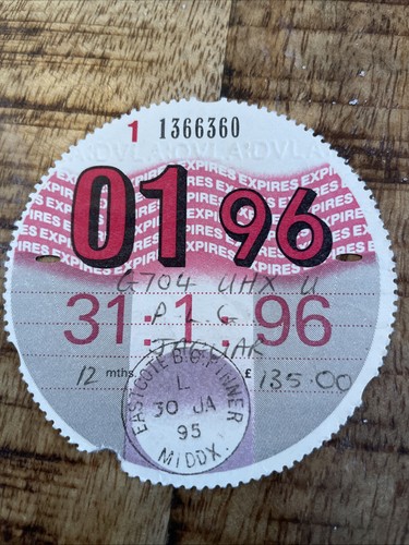 Old tax disc january - old, 1996