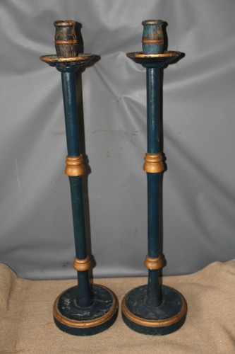 Antique pair large painted - pair,