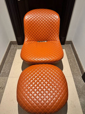 Roche Bobois Orange Spinning Puff Chair Plus Leg Rest