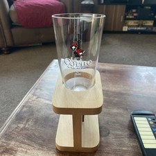 La Corne 33cl Belgian Beer Glass In Wooden Stand Brand New Viking Style