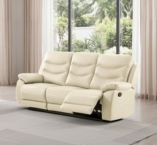 CREAM Italian Leather 3 Seater