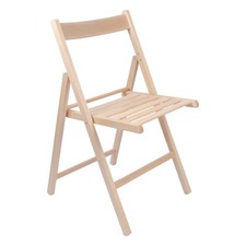 1x Natural Wooden Folding Chair Foldable Space Saving Slatted Office Dining Seat