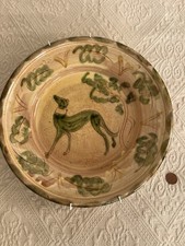Handmade Pottery Plate Whippet