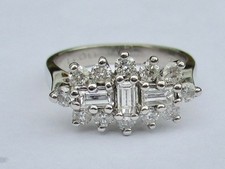 18ct Gold 1 Carat Diamond Cluster Boat Ring White Gold Size N