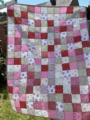 Patchwork quilt handmade roses - quilt,