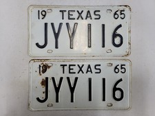 PAIR 1965 Texas  License Plate