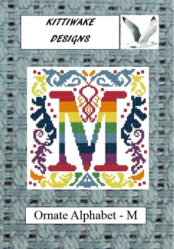 Ornate alphabet m - -, cross