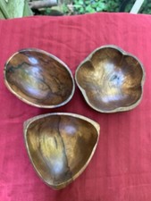 Vintage Hand Carved  wooden bowls Set of 3