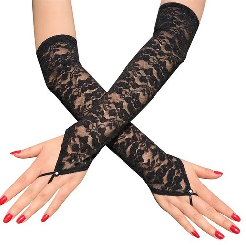Women lace fingerless gloves - lace,