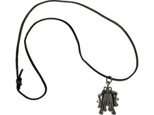 Vintage Brutalist Style Horseshoe Nail Pendant Necklace 28 Inch Leather Cord