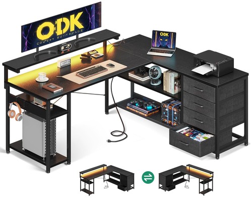 Corner desk with drawers - desk, l