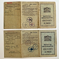 WW2 NFS NATIONAL I.D. CARDS, MALE & FEMALE ,WITH FULL DETAILS OF NFS SERVICE,X 2