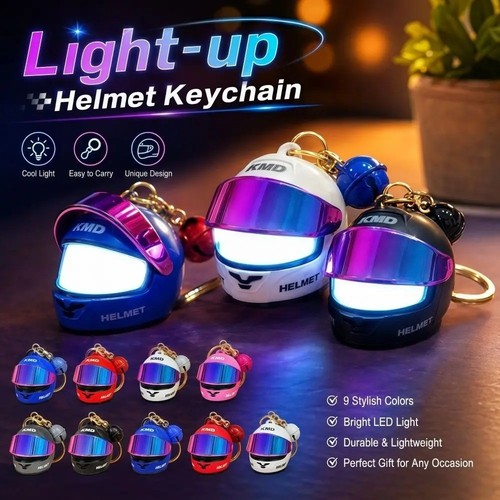 Led light helmet keychain - light,