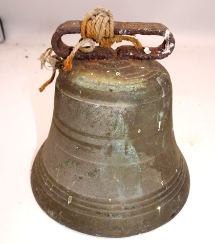 Antique bronze bell 13cm wide - antique,