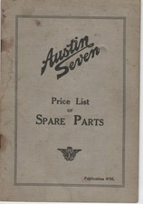 AUSTIN SEVEN PRICE LIST OF