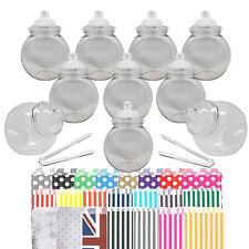 Plastic Retro Sweet Jars 10 Spherical 2 tongs 50 bags Candy Buffet wedding party