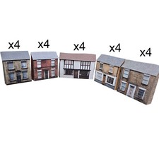 N Gauge Model Railway Houses Pack of 20 Low Relief Card Models 1/148 Scale S58