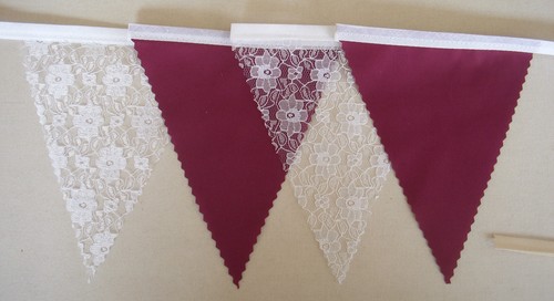 Burgundy white lace fabric - burgundy,
