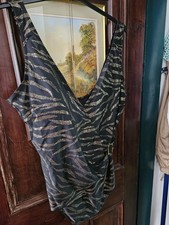 Bon MARCHE SIZE 26 SWIM SUIT BLACK WITH GOLD TIGER STRIPE BUCKLE DETAIL