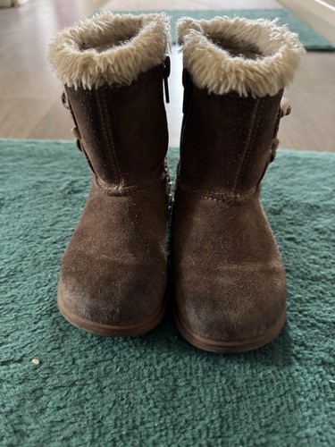 Girls brown suede zip mid - zip,