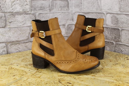 Tan leather block heel wing - tan,