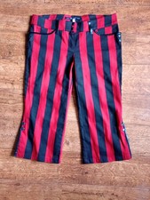 Lip Service. Rare, Psycho Circus, Y2K.  Red & Black, Striped, Cropped, Trousers