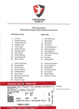 2025/26 Cheltenham Town v Exeter City Carabao Cup Teamsheet & Ticket 13th August