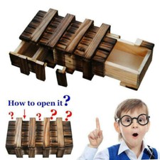 Magic Wooden Puzzle Box with Secret Compartment Brain Game for Adults Kids tools