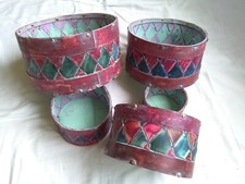 Round Wooden Purple Blue Pink Rustic Planters Storage Tubs Joblot Bundle of 5 b