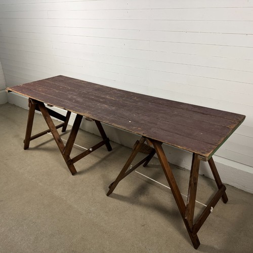 Vintage pine trestle - pine, table