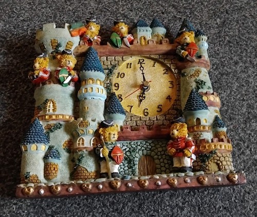 Bear castle clock resin stand - clock,