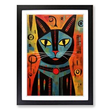 Egyptian Cat Expressionism Framed Canvas Wall Art Print Poster Picture