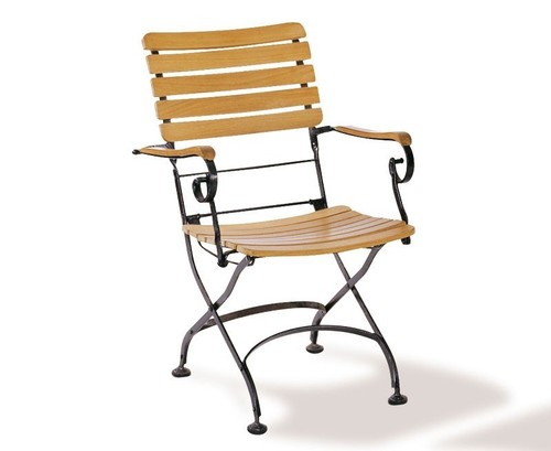 Teak metal garden armchair - metal,
