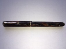 C1930s PARKER MODERNE BROWN GREY&BLACK AGATE PATTERN BUTTON FILLER FOUNTAIN PEN