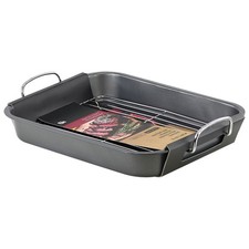 Non-Stick Roasting Tray Large Dish Carbon Steel Pan with Rack Oven Baking Safe