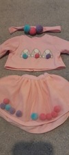 Tiny Treasure Doll Girls Bunny Easter Outfit. Skirt, Top And Headband