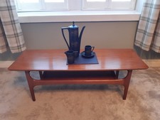 vintage 1960s Jentique stingray teak coffee table with shelf