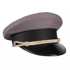 Grey Chauffeur Hat Drivers Peaked Cap Parker Fancy Dress Costume Headwear 59 61